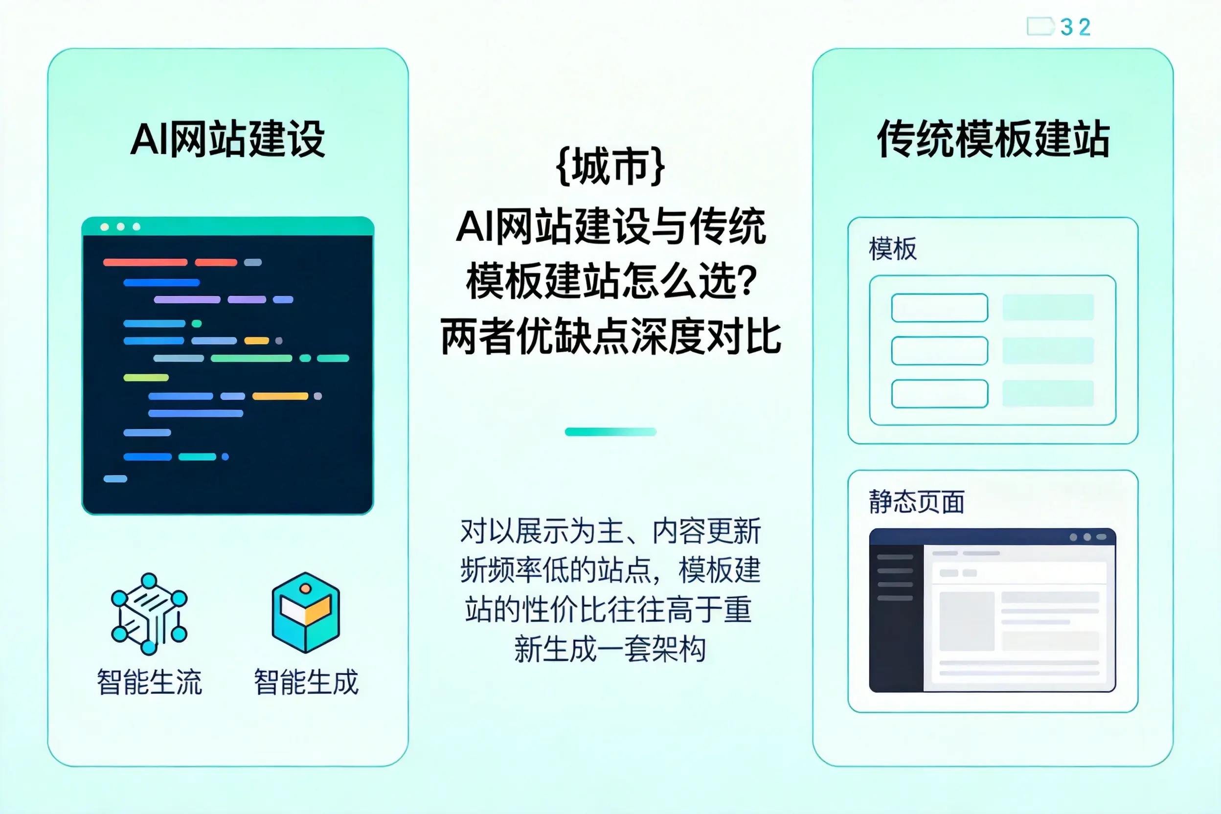 东方AI网站建设与传统模板建站怎么选?两者优缺点深度对比