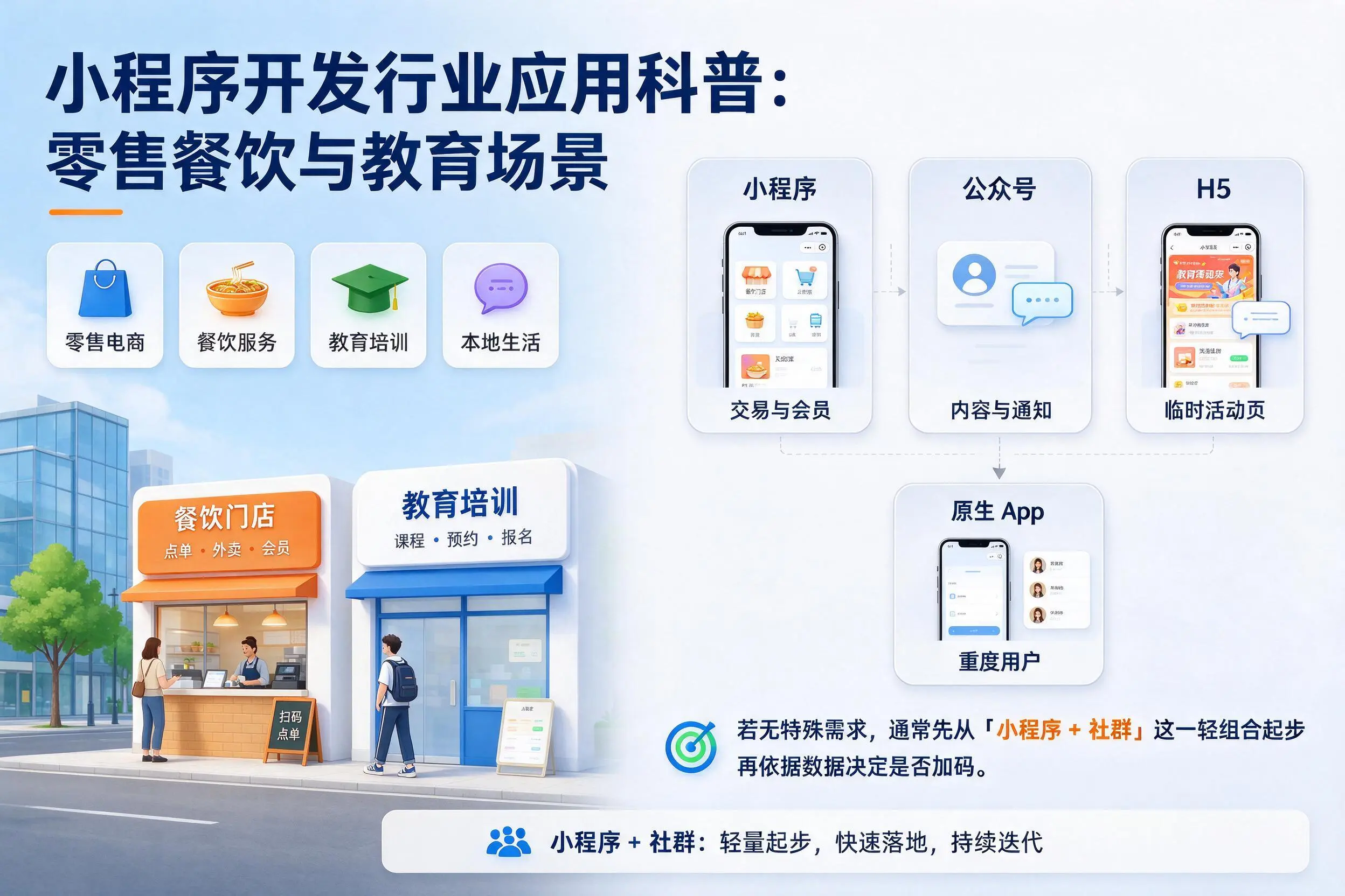 东方小程序开发行业应用科普：零售餐饮与教育场景