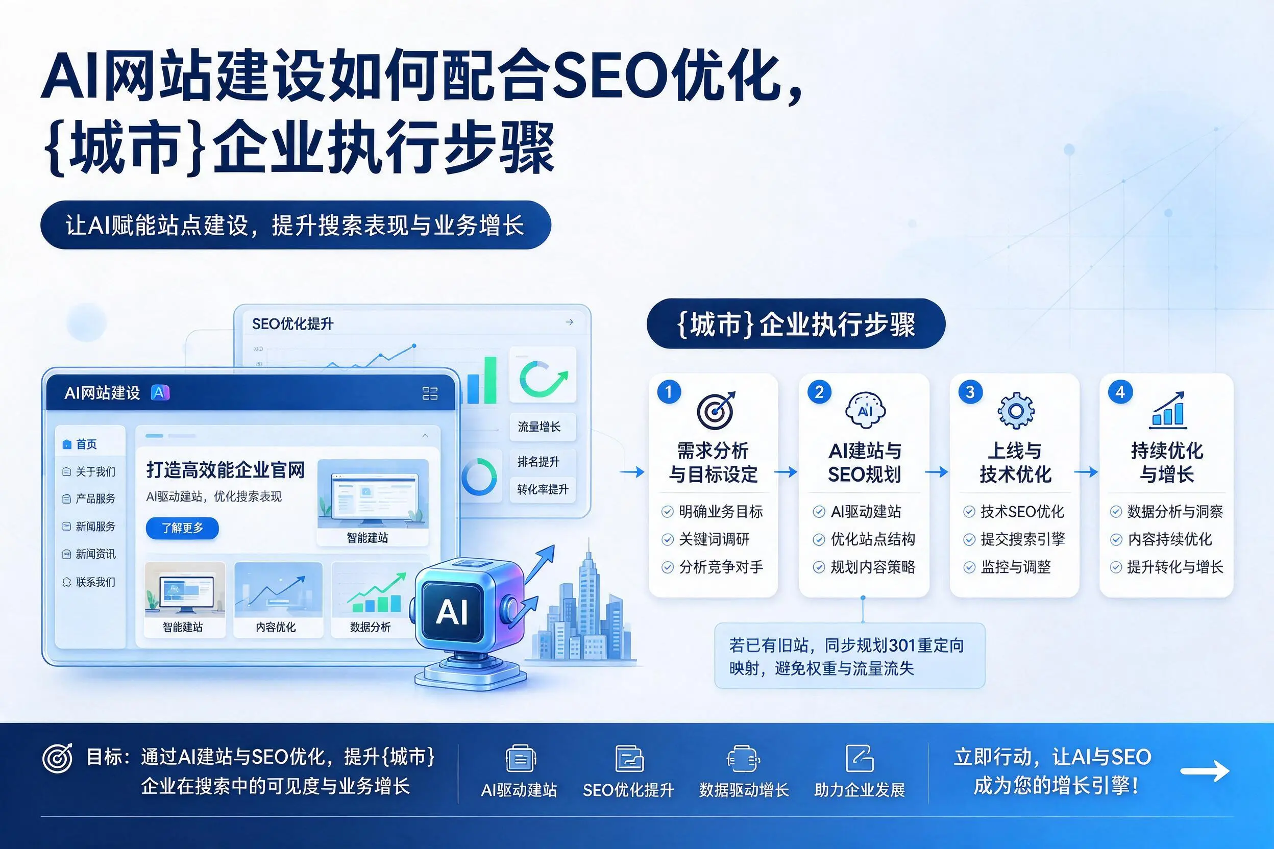 AI网站建设如何配合SEO优化，东方企业执行步骤