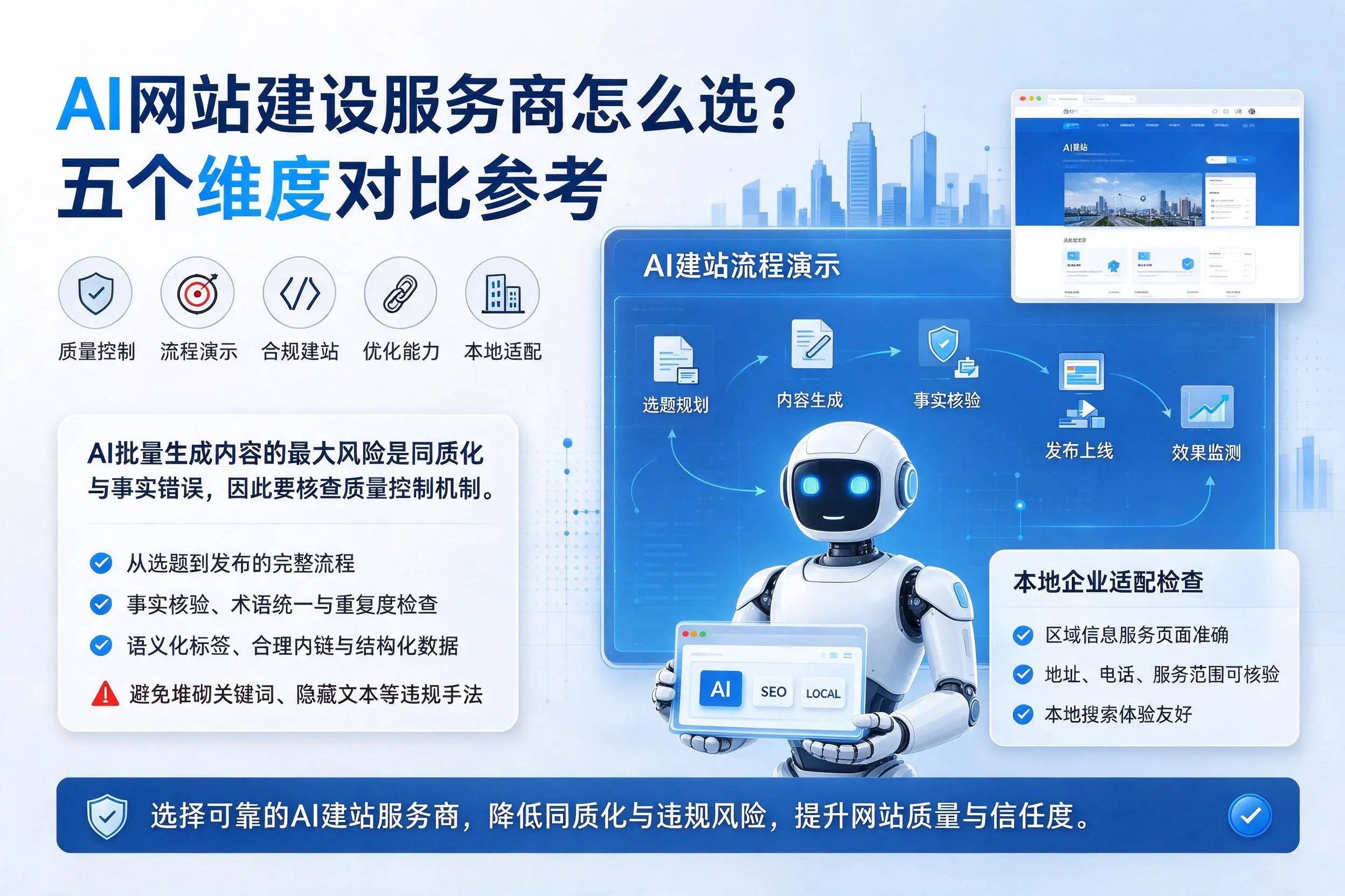 东方AI网站建设服务商怎么选？五个维度对比参考